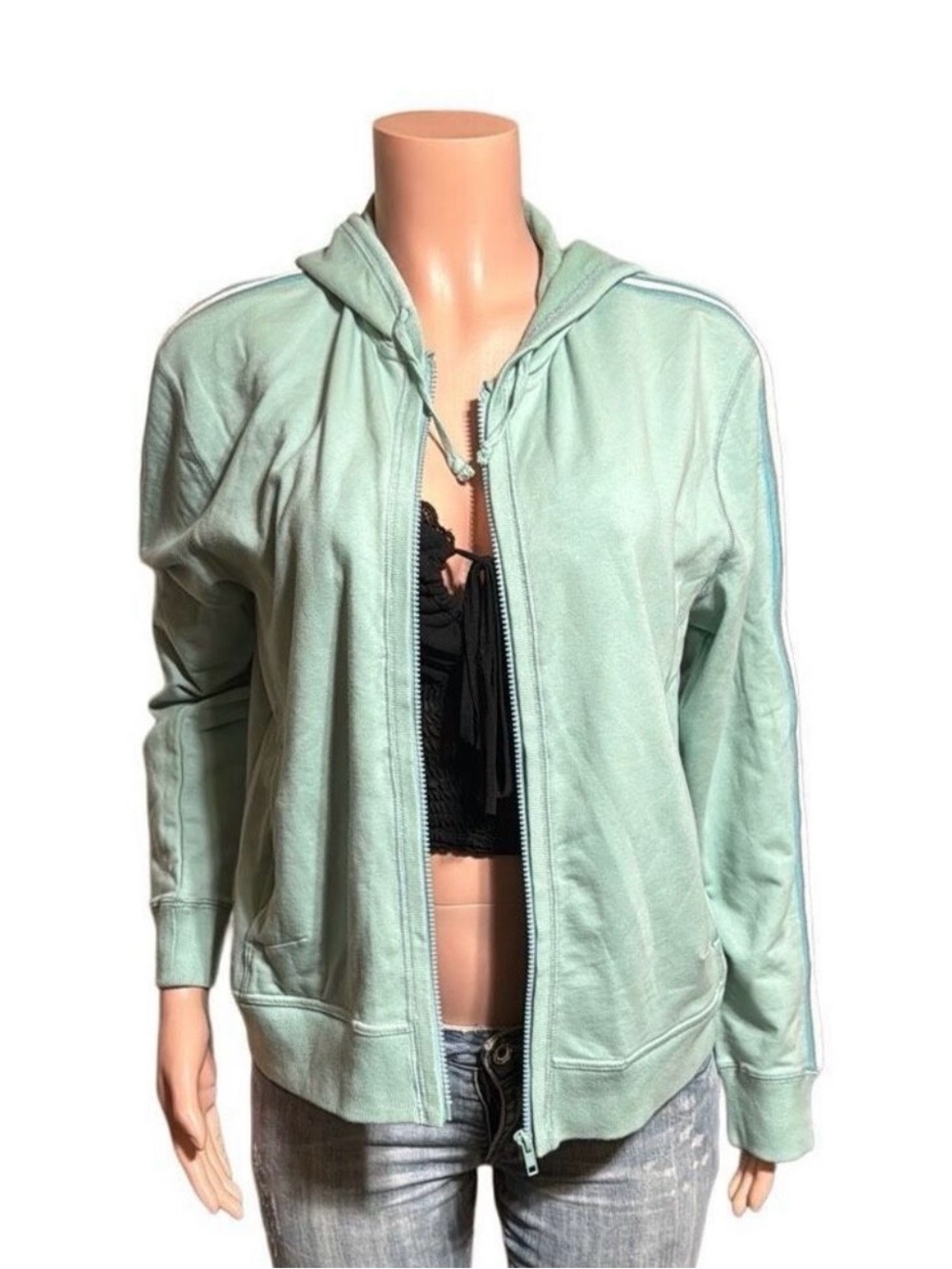Pulp long sleeve full zip hoodie mint green sweater M